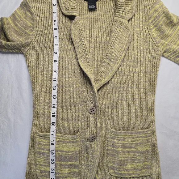 Central Park West Cardigan Sweater Ribbed Marled Olive Taupe Boho Lagenlook S - Picture 11 of 12